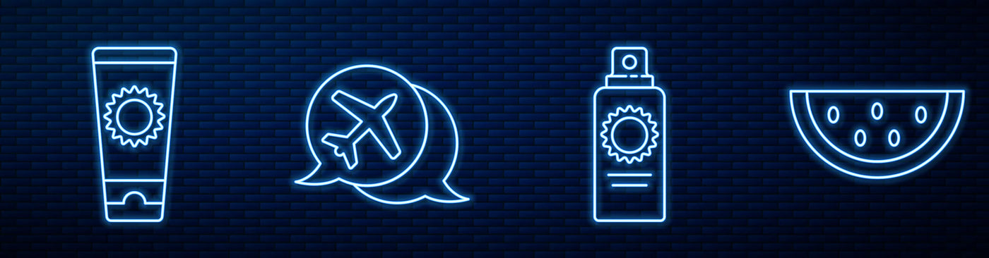 Series of symbols of aerosol cans and planes