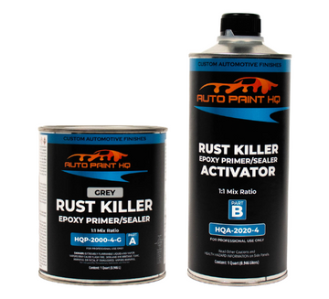 Rust Killer Epoxy Primer Sealer DTM Quart Kit Gray, Black, or White