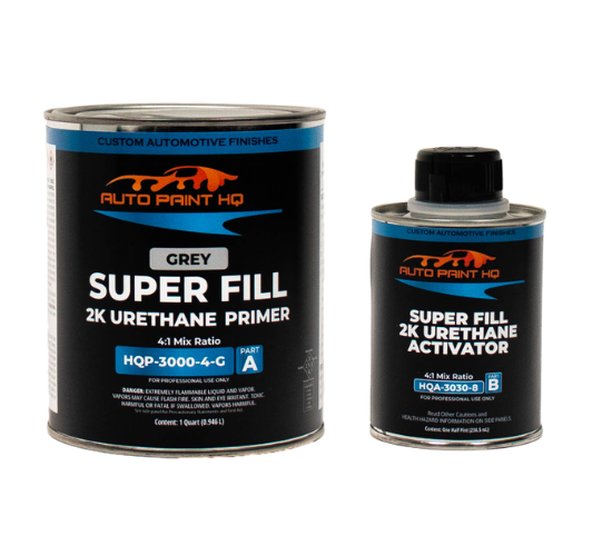 Super Fill 2K Urethane High Build Primer Surfacer Quart Gray, White, Black, or Buff - Auto Paint HQ